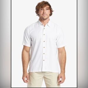 Quiksilver Mens Waterman Collection Tahiti Palms 4 Short Sleeve Shirt| Vacation|